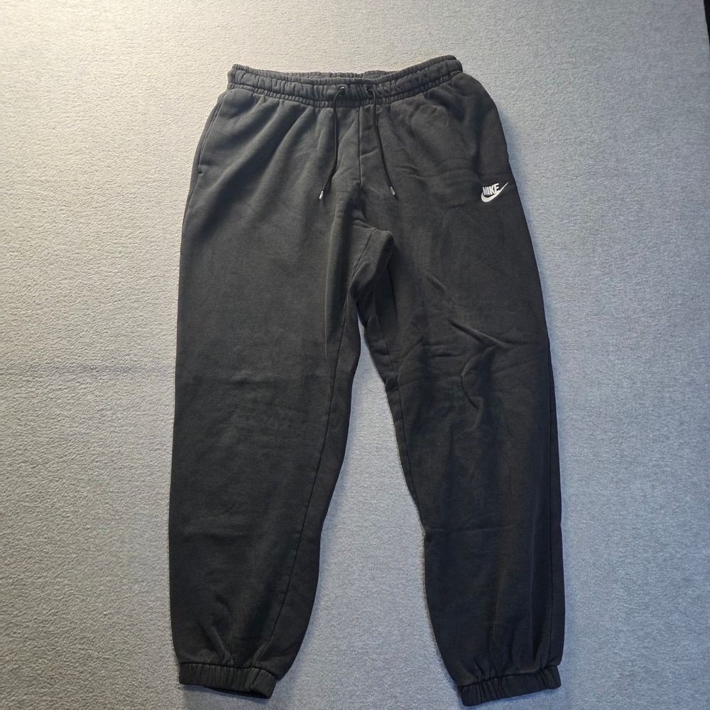 Nike  Jogger Sweatpants Mens Medium Black Fleece Cuffed Hem Swoosh Logo Workout